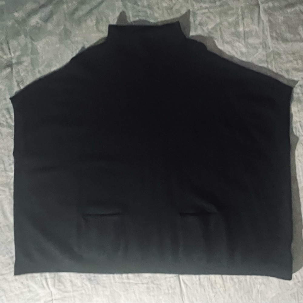 🆕 Alya Mock Neck Sleeveless Cape Sweater Poncho w/ Front Pockets in Black | S/M